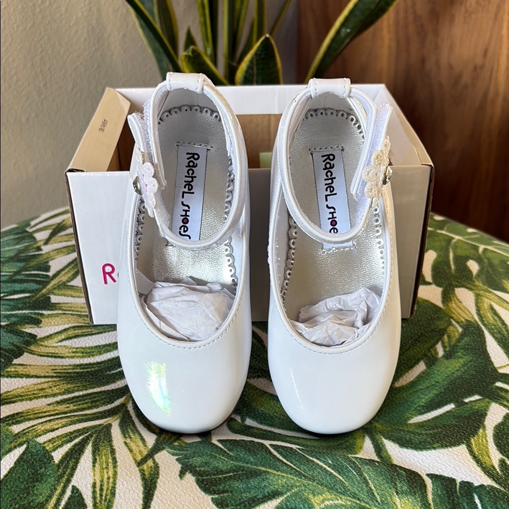 Rachel Shoes Kids White Dress Patent Leather Shoes NIB